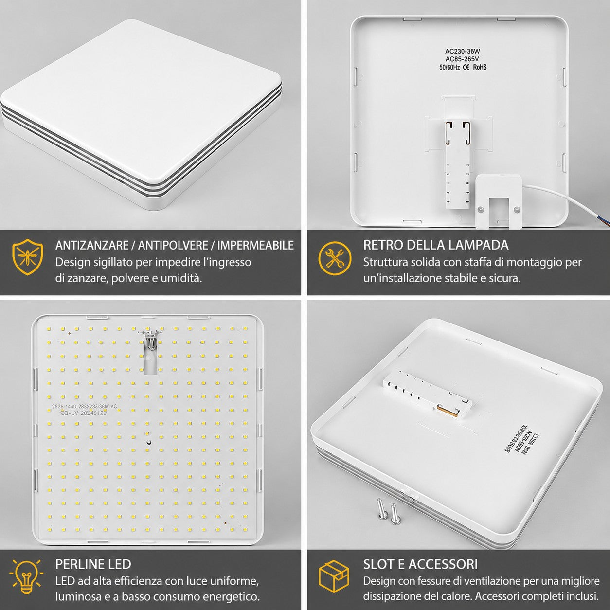NOVOORA™ Plafoniera LED Quadrata 18W–48W