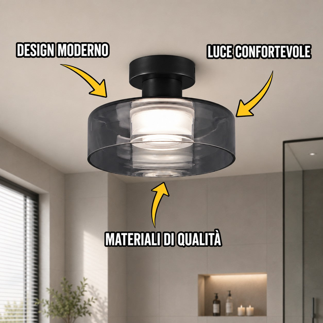 Novoora – Plafoniera LED Vetro Fumé