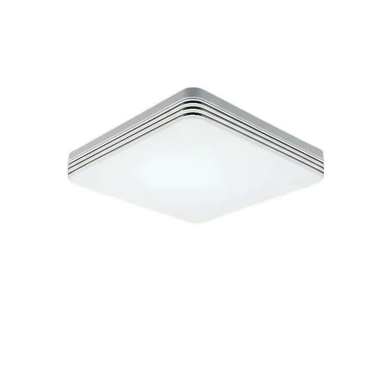 Novoora square LED ceiling light with a white acrylic diffuser and modern silver frame for uniform home lighting