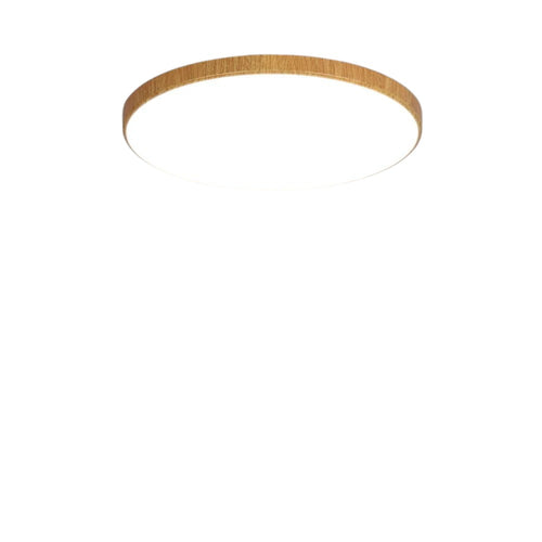 Novoora circular LED ceiling light with a walnut wood grain finish, featuring a minimalist design for home lighting.